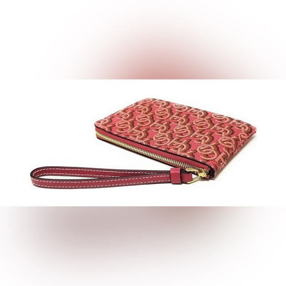 Coach Women’s Small Corner Zip Wristlet with Coach Monogram Print | Rouge - Picture 2 of 16